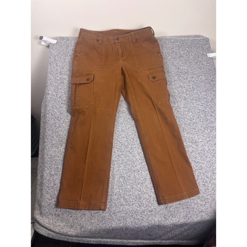 Duluth Trading Co Cargo Pants Womens 12 Brown Canvas Utility Workwear 12x29